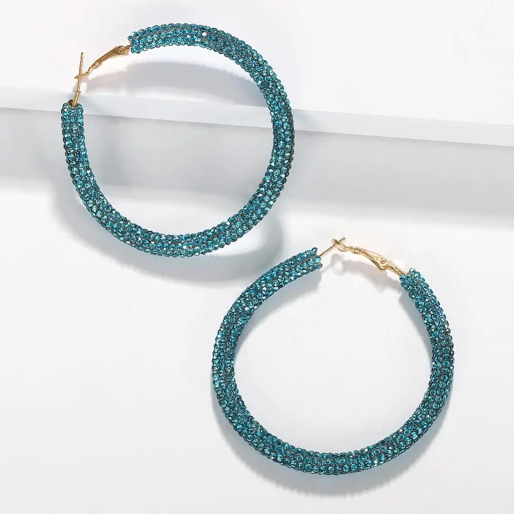 

Fashion Alloy Gold Plated Temperament Wild Big Circle Diamond Glitter Hoop Earrings For Women, Picture