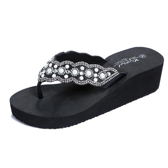 

Rhinestone Beaded decorated Ladies Personalized Wedge Flip Flop Sandals Wedding Bridal Flip Flops Wholesale
