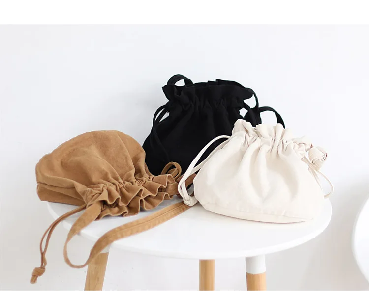 

Custom Ribbon Bucket bag leisure female crossbody bag cute vintage canvas single shoulder bag wholesale, Customized