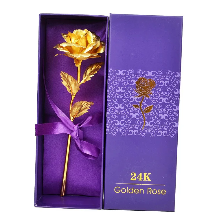 

24k Gold Foil red Rose Flower Artificial Valentine's Day Lover Gift Birthday Romantic Golden Rose Home Decor Festive