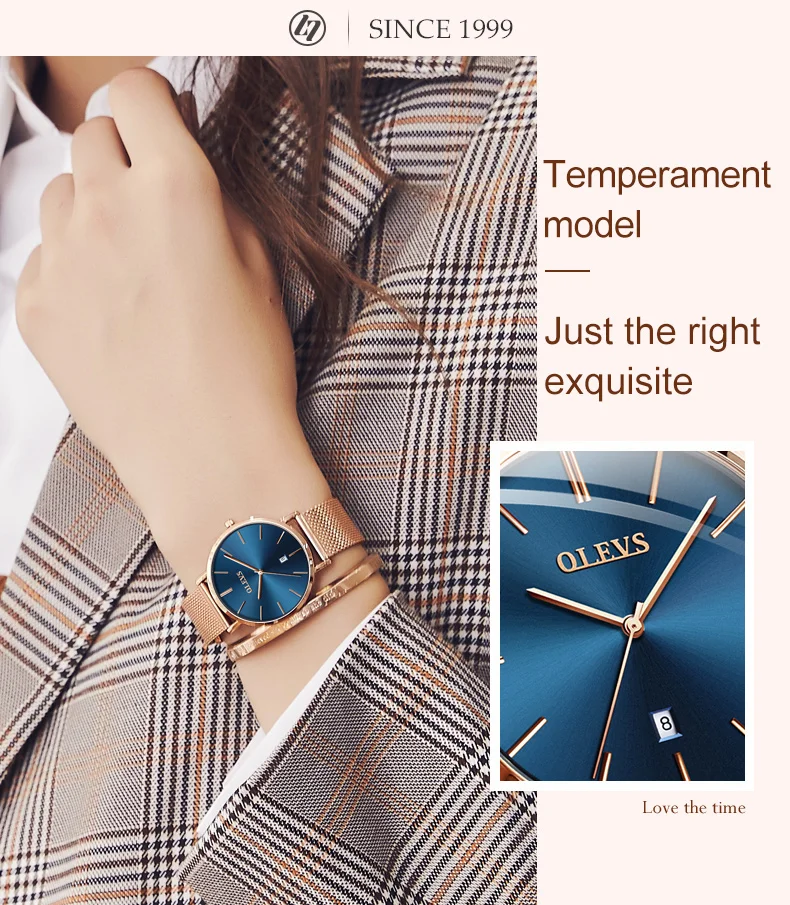 OLEVS Brand Fashionable Business thin and simple Quartz WristWatches Stainless Steel Milanese Strap waterproof Watch For Girls