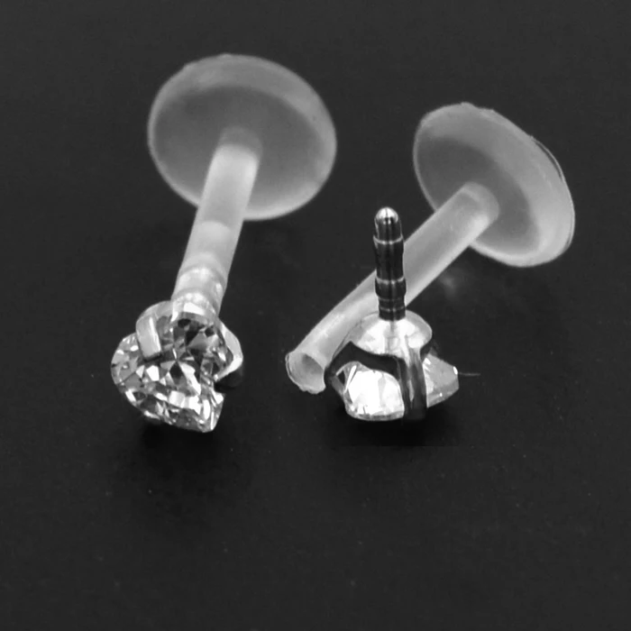 

PTFE Bioflex Push in 16g Threadless Labret Stud with Triangle CZ Gems
