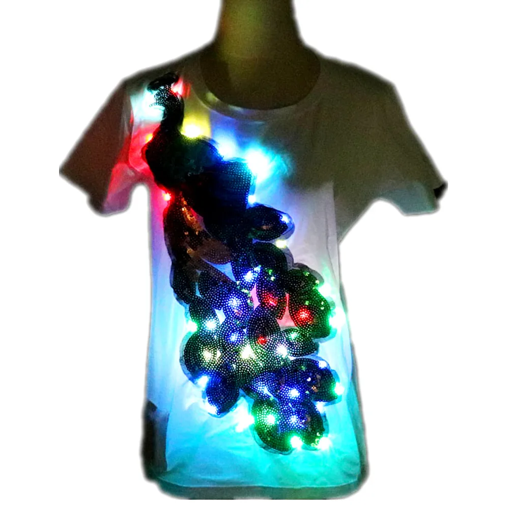 

Hot Sale Led T-Shirt Party Rock Disco DJ Sound Activated LED T Shirt Light Up and down Flashing Equalizer TShirt, Color