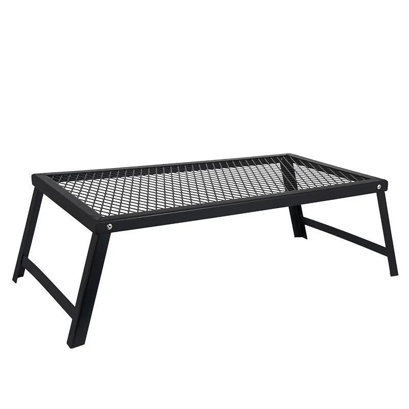 

The new outdoor barbecue spliced iron table mesh portable multifunctional folding camping table picnic self-driving traveling, Black