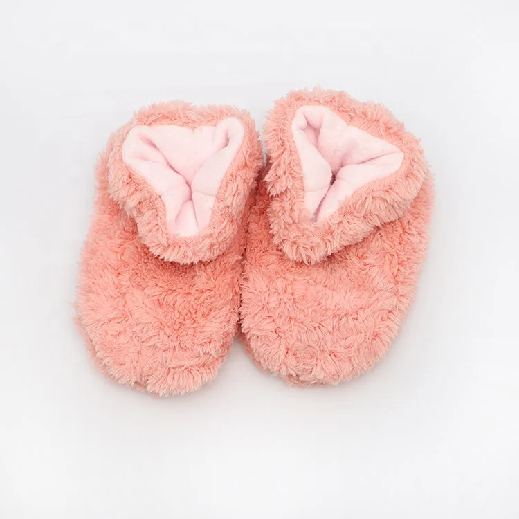 

Newborn Infant Baby Girl Boy Soft Fleece Booties Warm Winter First Walker Fluffy Fur Baby Slippers Shoes with Soft Sole, Red