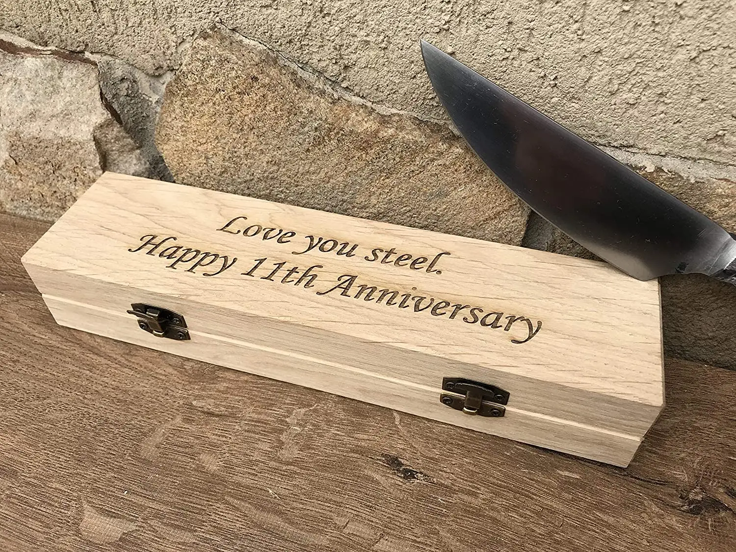 Railroad Spike Knife In A Wooden Gift Box With Engraved Box And