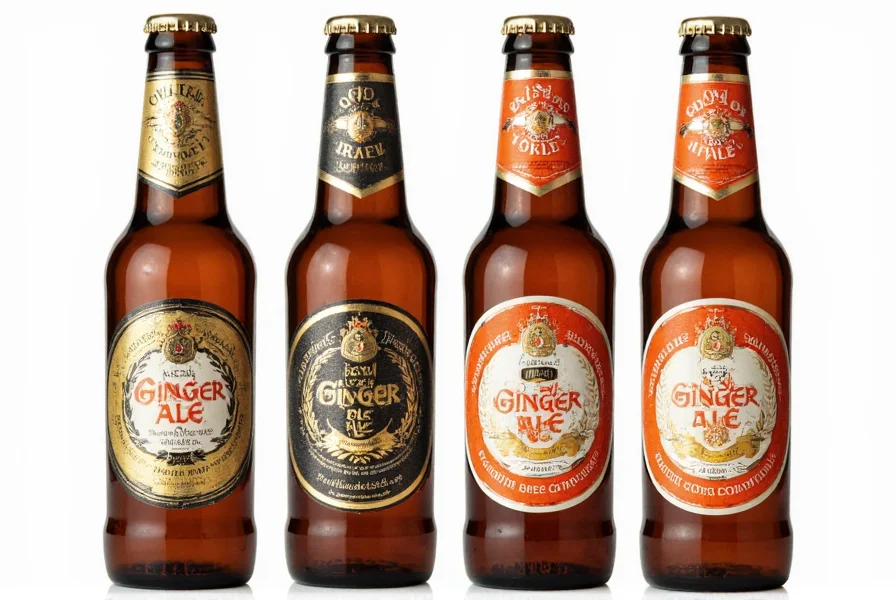 Comparison of ginger root, ginger powder, and finished ginger ale bottle