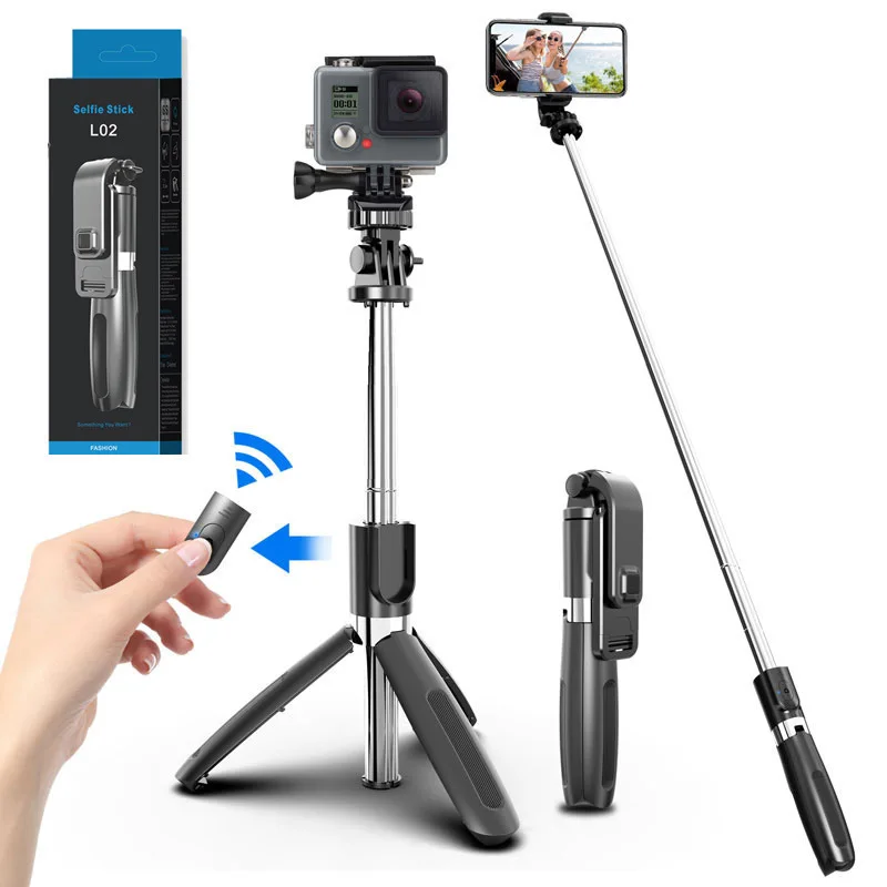 

Foldable & Monopods Universal L02 Bluetooth Wireless Selfie Stick Tripod for Smartphones Gopro Sports Action Cameras, Black white
