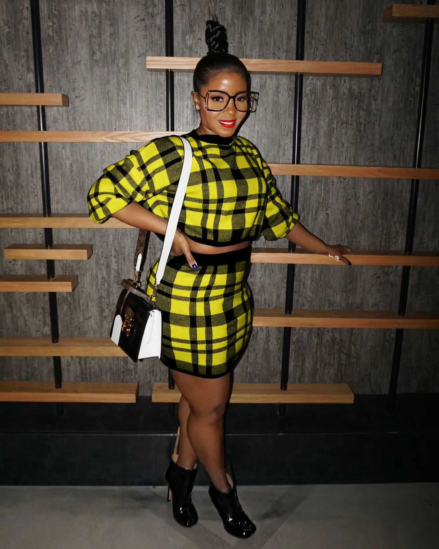 two piece plaid outfit