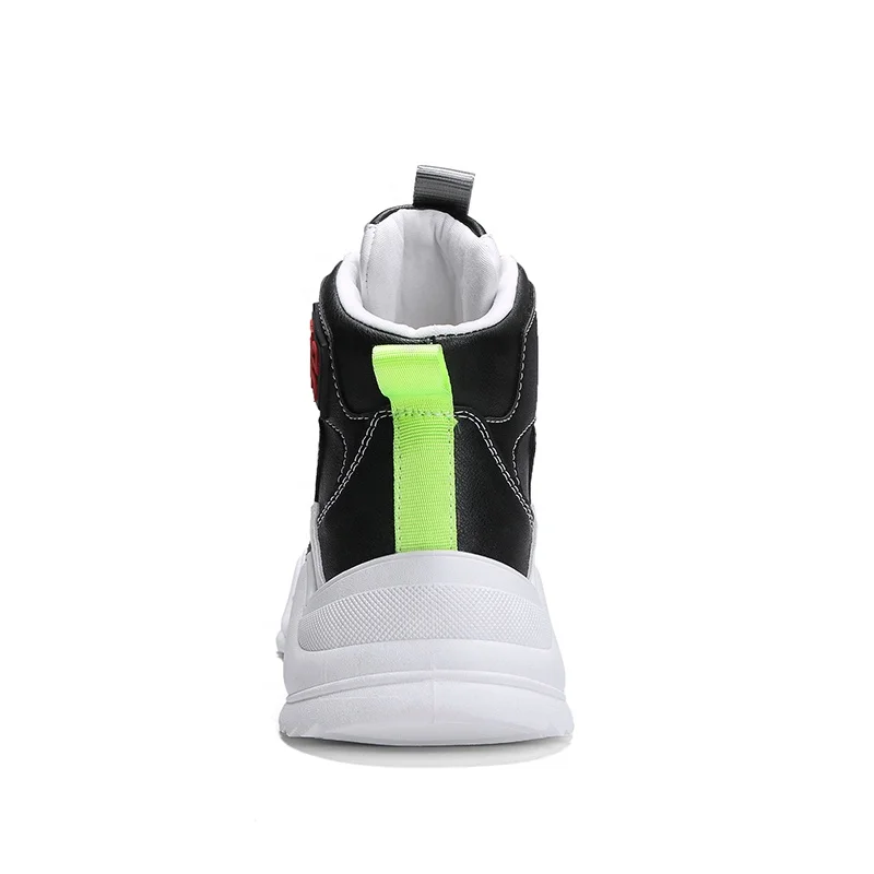 
Custom Brand Cheap 2019 New High Top Fashion Sneaker For Men Leather Upper Breathable Walking Shoes Thick Bottom L-1571 