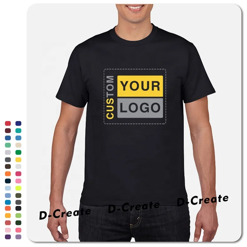 

Wholesale Mens Blank camisas 100% cotton t-shirt High Quality Plain Custom Logo Printed Black t shirts, Multi