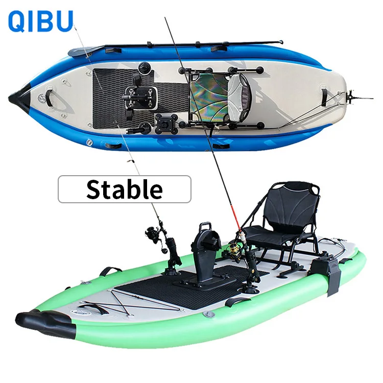 

QIBU Inflatable Drop Stitch Foot Drive China Customized Pedal Fishing SUP Kayak 11 Feet 335cm Pvc Adjustable Drifting PHT-02 CE, Multi colors for choices