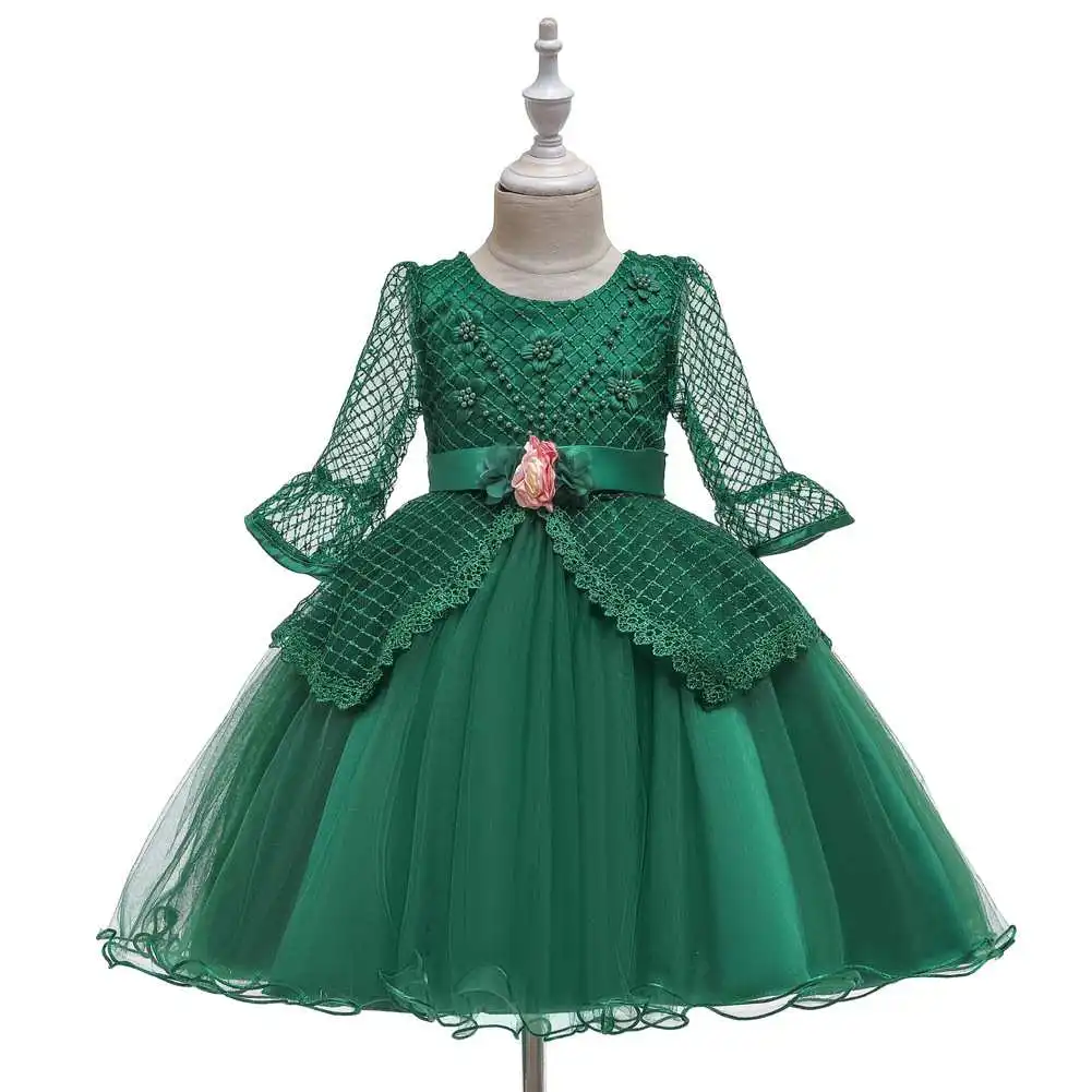 

Princess dress mid-sleeved wedding host flower children's dress Festival costume