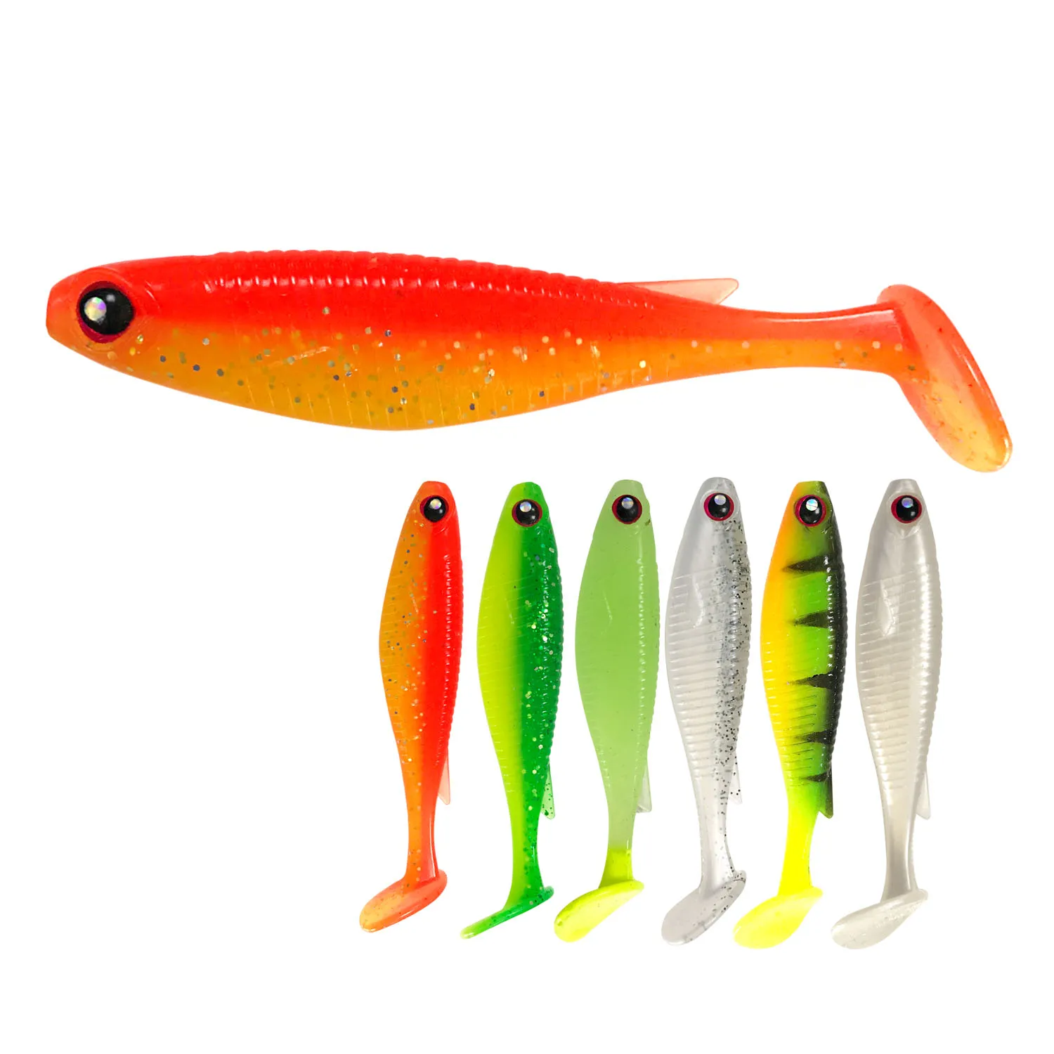

Soft Bait Jig Wobbler 100mm 8.2g 4pcs Fishing Lures Shad Swim baits Artificial Bait Fly Silicon Rubber Fish, 6 colors