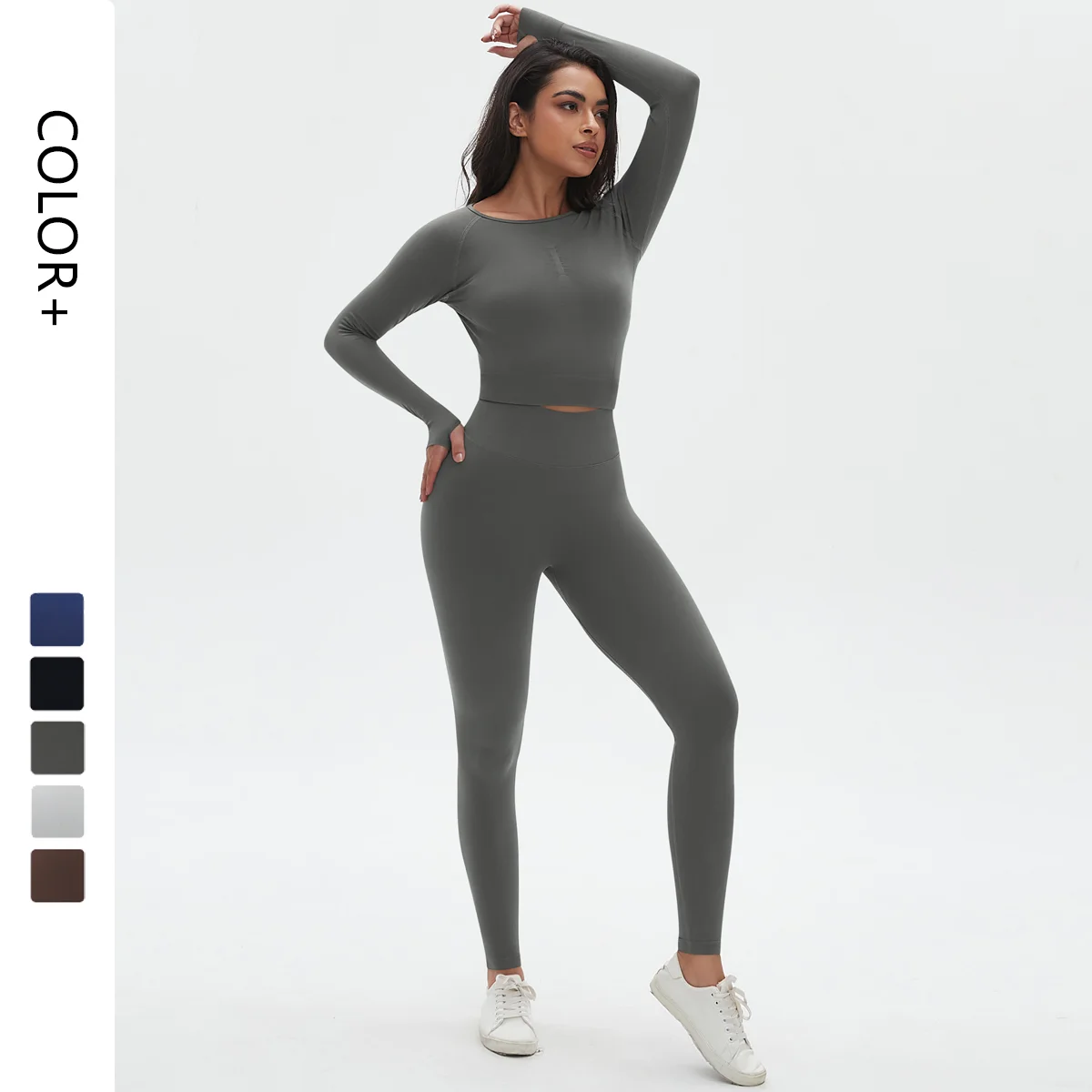 Women Leggings and Long Sleeve Shirt Women's Sets Strength Training Sportswear High Waist Yoga Sets