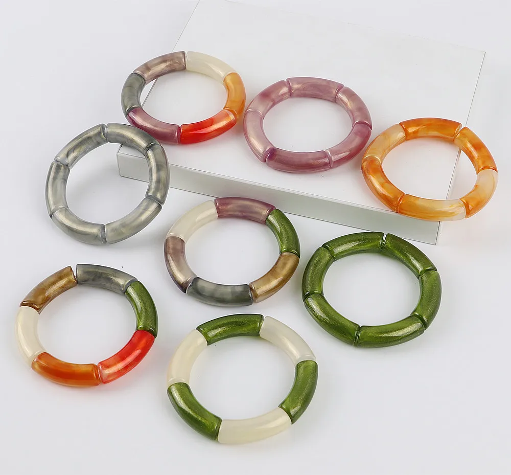 Colorful Acrylic Curved Tube DIY Handmade  Charm Bracelet for Men Women 2023 Jewelry