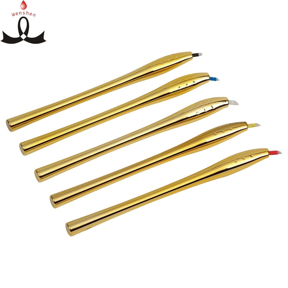 

Factory Supply Disposable Microblading Golden Luxury Pen Eyebrow Tattoo Disposable Pen Disposable Microblading Pen