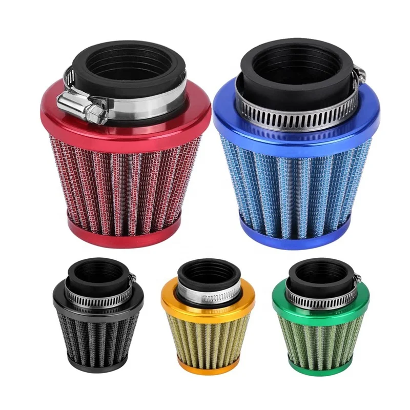 38mm Universal Motorcycle Clamp-On Air Intake Filter Kit Red Auto Cold Air Intake Scooter Atv Dirt Pit Bike Motorcycle Air Filter 