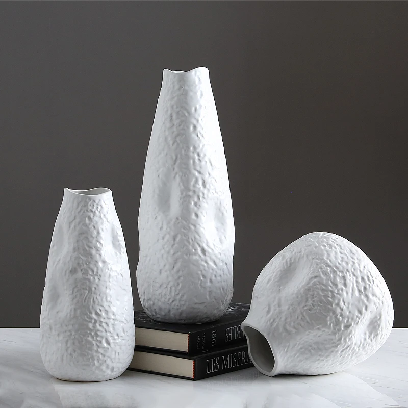 

Hot Sale Best Quality Living Room Vases Flower Plain Ceramic Bisque Vase, White