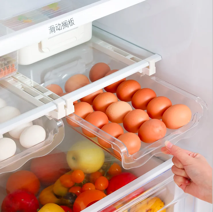

Plastic refrigerator egg drawer refrigerator egg storage box refrigerator pull-out trash can buckle drawer type organizer egg st