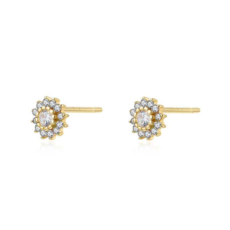 

Multi colors fine minil jewelry 925 sterling silver 18k gold plated flower zircon stud earrings