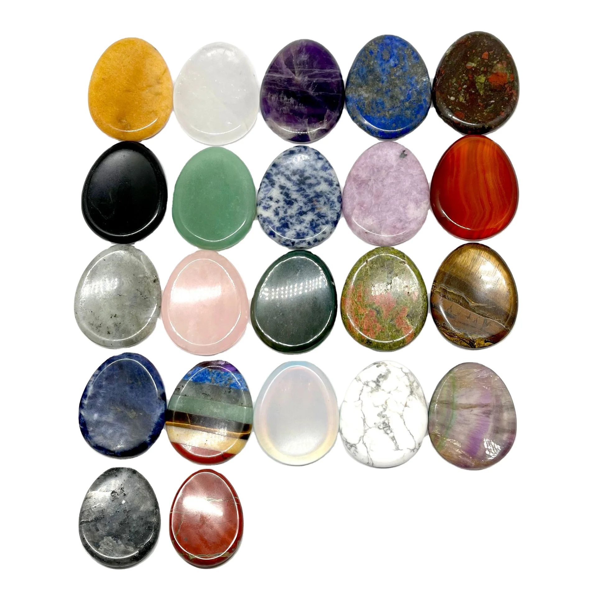 

Natural Stone Crystal Drop Shape Facial Scraping Plate Thumb Massage Decompression Stone Worry Stone Chakra Gemstone