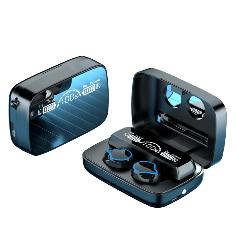 

Drop Shipping Nanway M9 TWS Wireless Earphone For mobil Phone USB Mirror Led Display Power Bank Earbud, Black