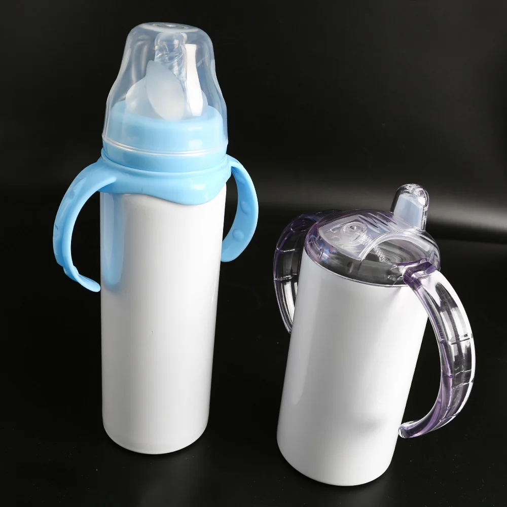 

Fatty Straight White Sublimation Blanks Baby Children's Kids Toddler Infant Nipple Stainless Steel Sippy Cup, White for sublimation