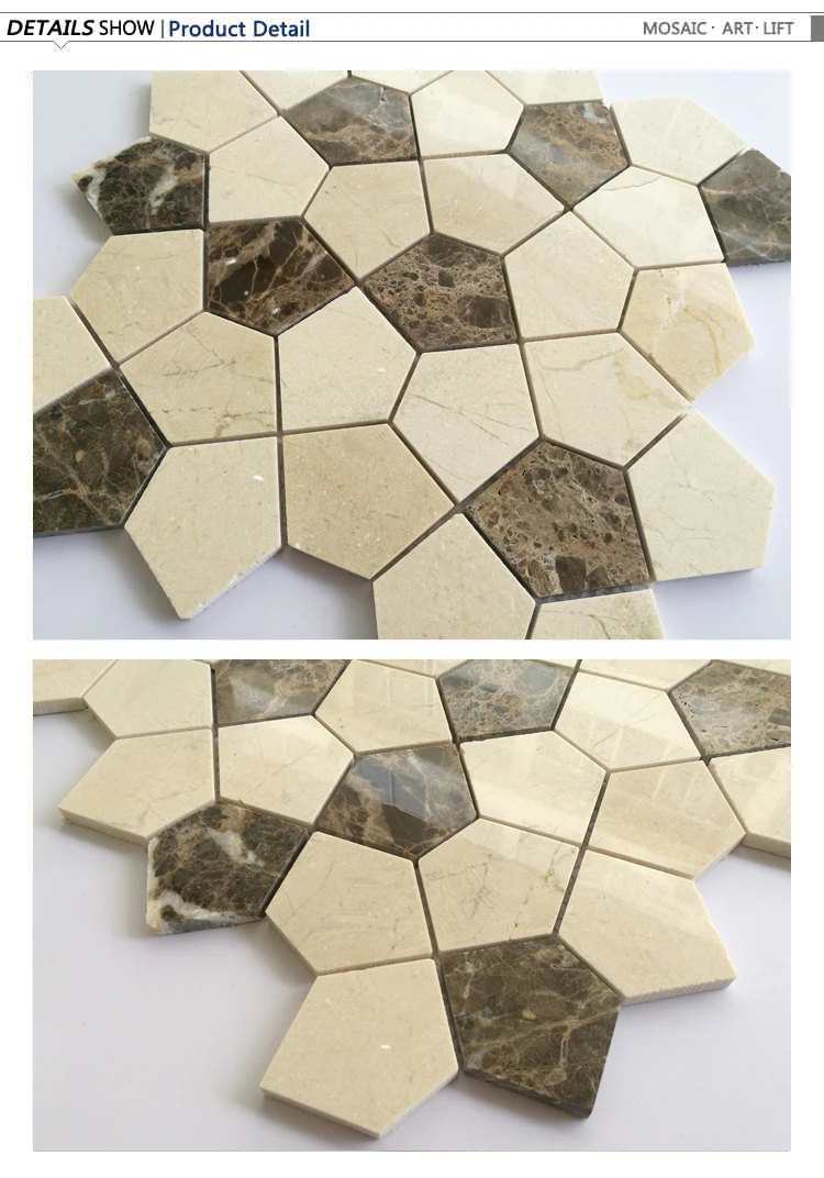 New design cheaper price football pattern natural marble stone mosaic tile for hotel lobby decor