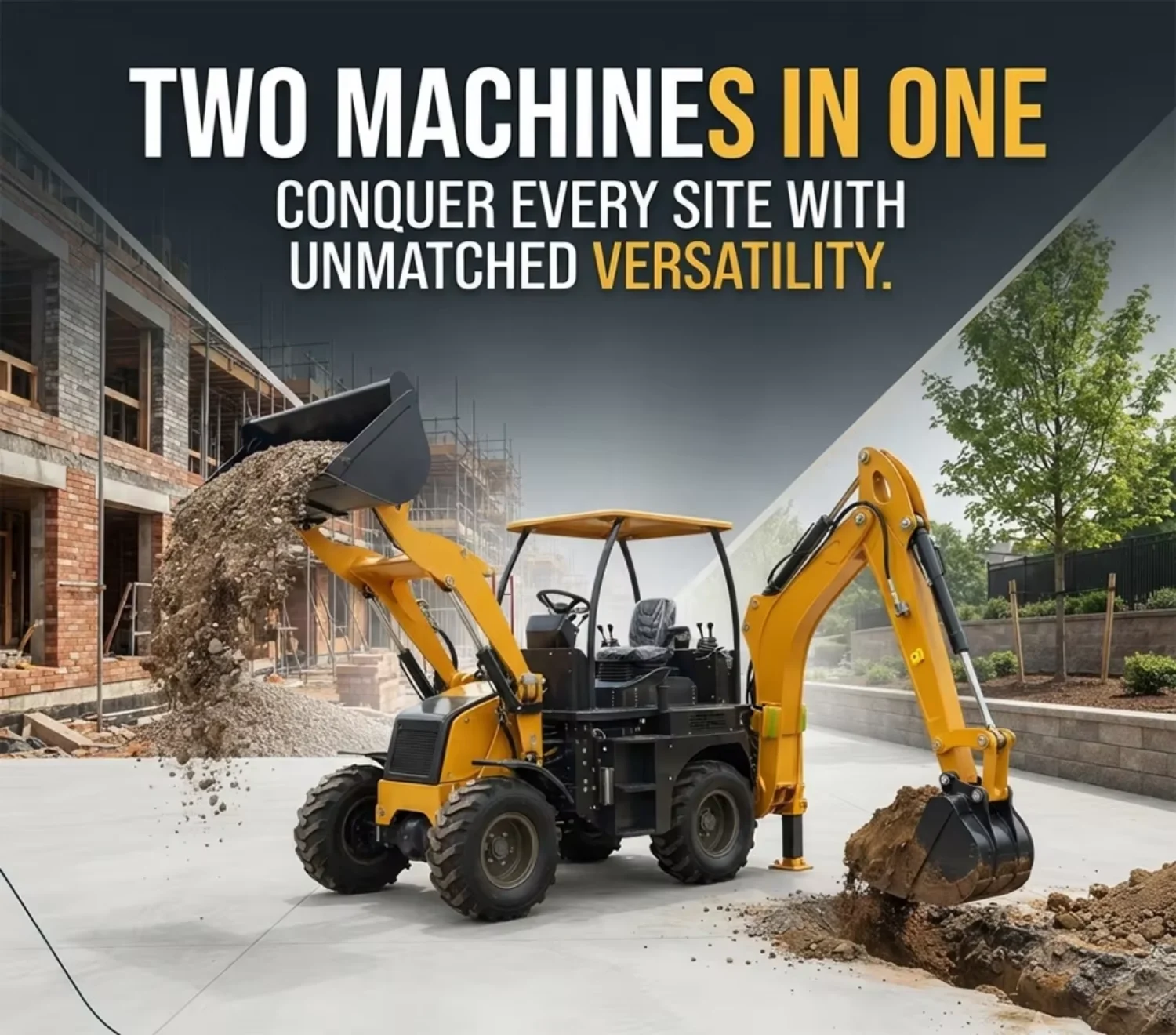 Mini Backhoe Loader Excavator 4 Wheel Drive Diesel Engine Earth Moving Machinery with 1 Year Warranty for Construction Sites