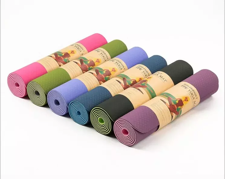

1830*610*6mm TPE Yoga Mat Non Slip Carpet Mat Beginner Environmental Fitness Double Colors Gymnastics Mats, Double color