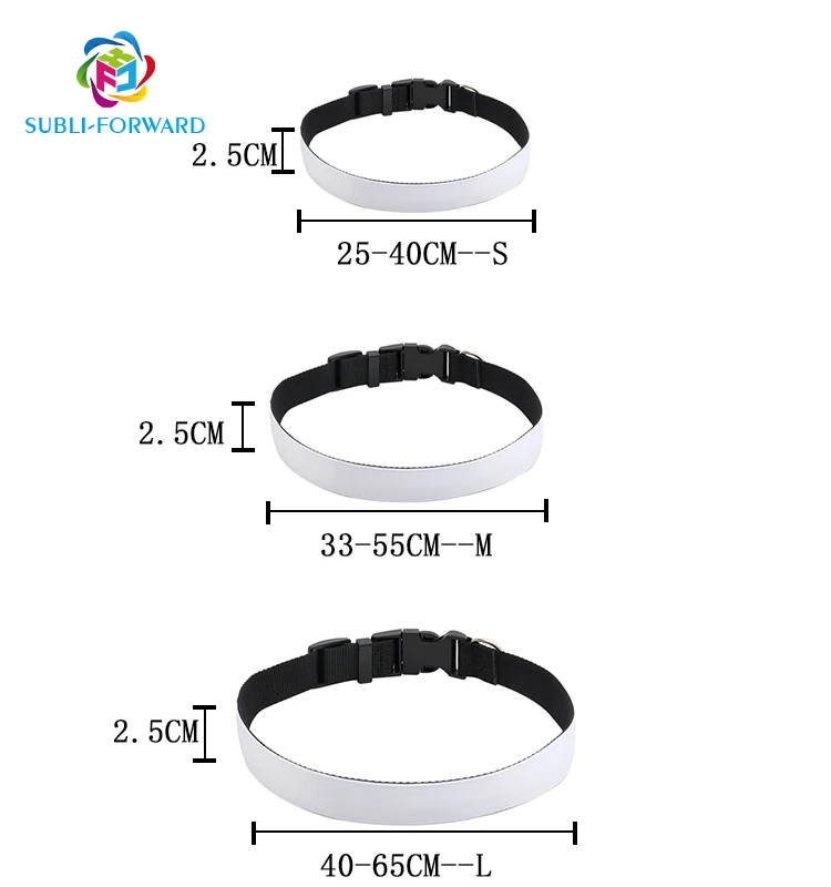 

New Arrival Retractable Blanks Pet Collection Customized Sublimation Adjustable Dog Collar, Black