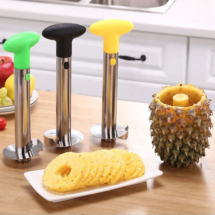 

Multi-functional Pineapple Cores Remove Kitchen Tool Stainless Steel Fruit Pineapple Peeler Slicer Cutter With Sharp Blade, Black, green, yellow