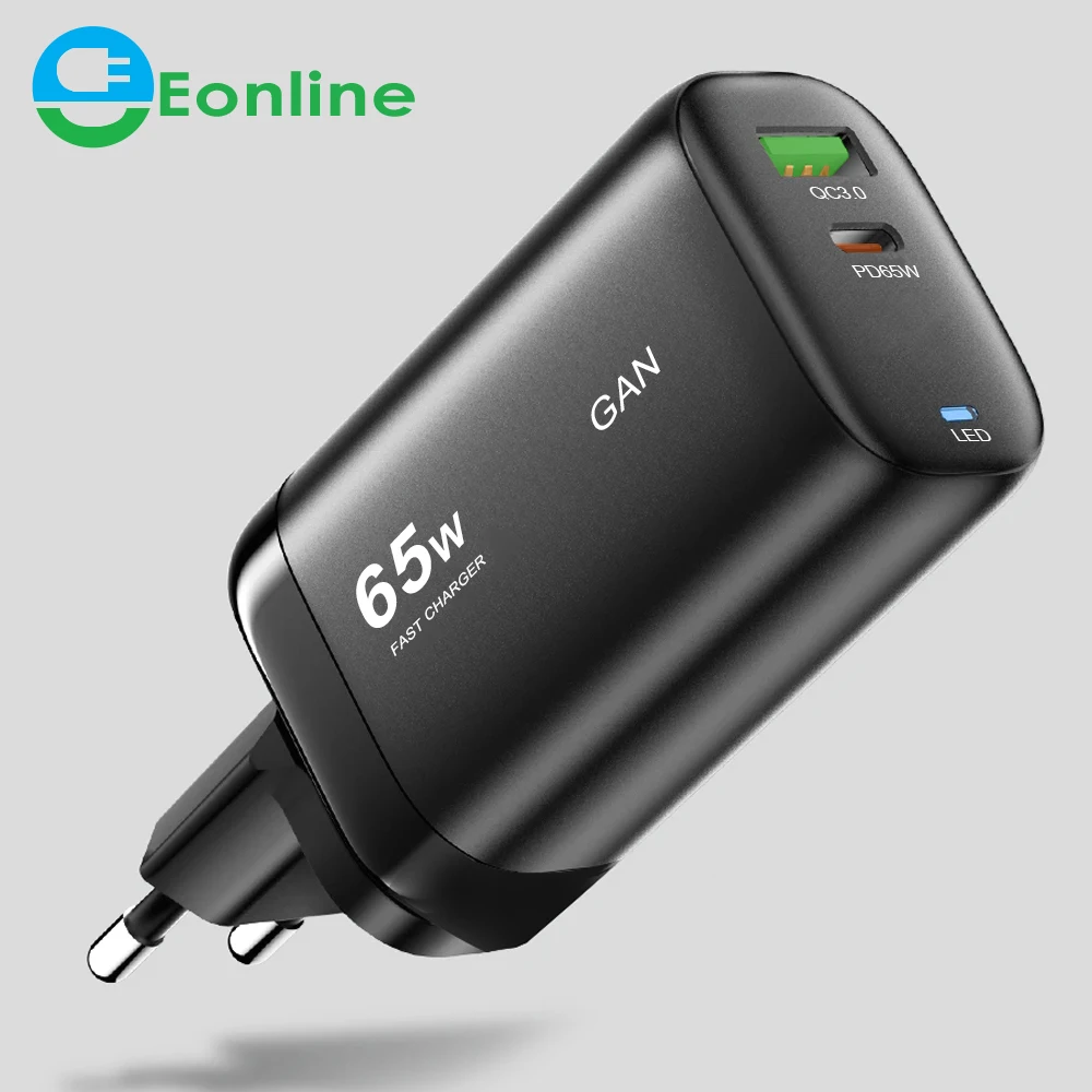 

Eonline 65W GaN USB Type C Charger For Laptop PPS 45W 25W Fast Charge For Samsung Xiaomi Realme mobile iPhone15 14 13 Pro Phone