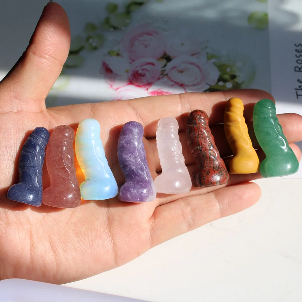 

Wholesale Price Natural Rock Stone Artificial Dildo Penis Craft 1.5inch Gemstone Crystal Mini Penis Carving For Healing