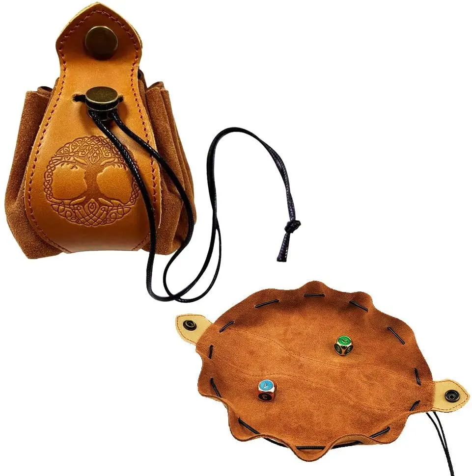 

Custom Leather Dice Bags DND Dice Bags Dice Tray with Drawstring, Customized
