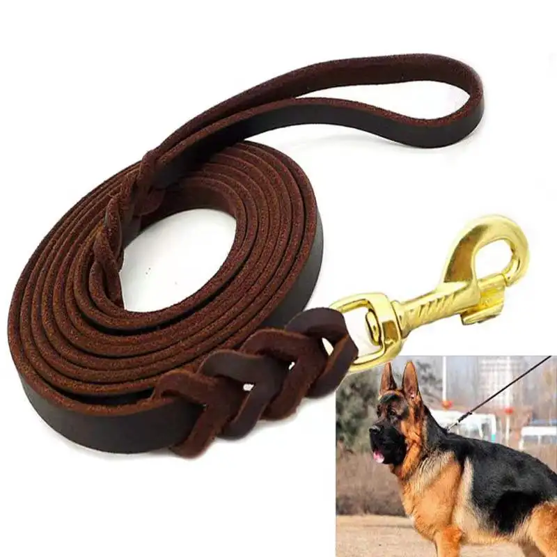 

High Quality Soft And Sturdy Leather Premium Pet Leash Lead Training And Walking Braided Dog Leash