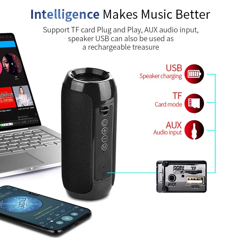 2020 new arrival stock available IPX6 waterproof 5*2 bass powered bluetooths speaker wireless speaker for outdoor mobile - ANKUX.COM