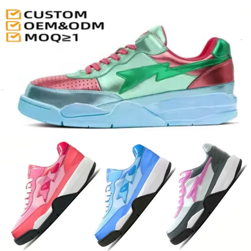 2024 factory New design Custom China OEM Your Logo patent leather sports Men Fashion Sneakers Custom Shoes