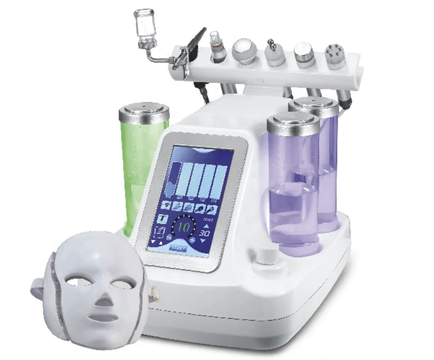 

Beauty Salon Spa Use 7 In 1 Korea Small Bubble Water Microdermabrasion With Microcurrent Cold RF Beauty Machine, White