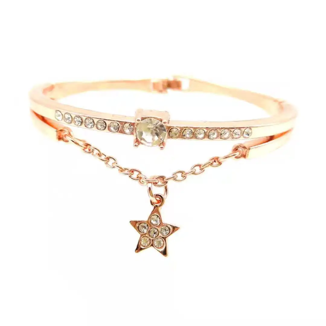

Simple five-pointed star diamond bracelet, Multicolor