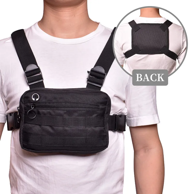 

Multifunction Fashion Outdoor Running Cycling Sports Nylon Durable Chest Bag With Headphone Hole And Metal Zipper