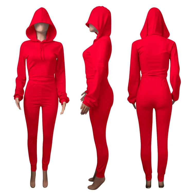 Newest Designs Solid Hoodie Casual Sports Clothes Tracksuits 2 Piece Set Women Two Piece Sets Women Clothing