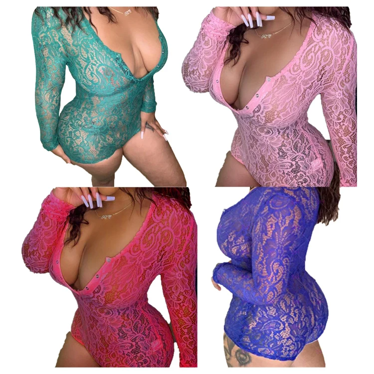 

EB-2021011652 wholesale lace bodysuit lingerie red women clothing valentines lingerie onesie, Picture