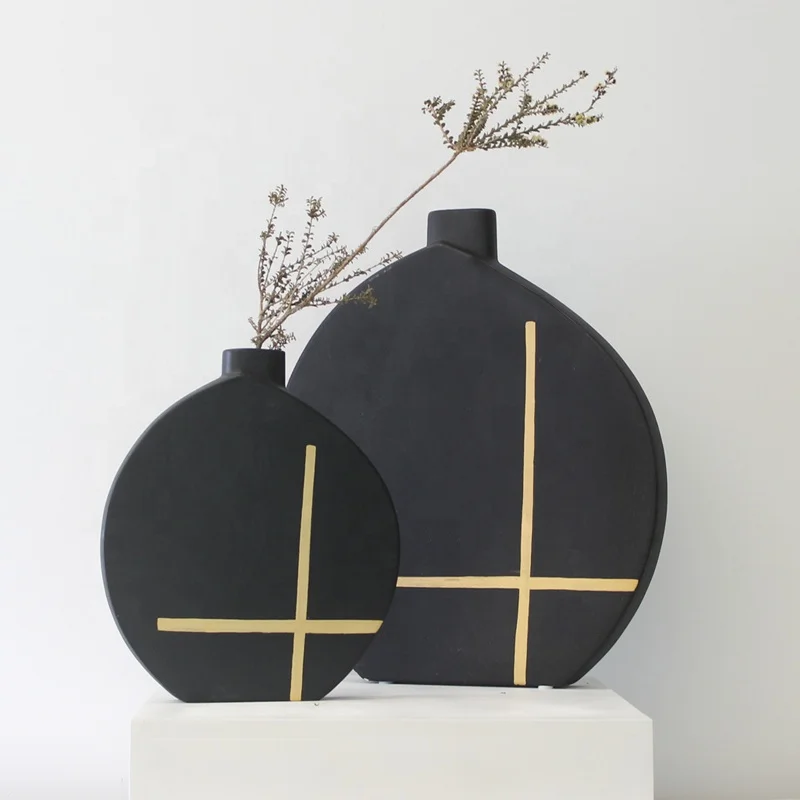 

Wholesale Matte White Large Dolomite Flower Home Decor Hand Painted Bottle Vase, Matte black,matte white