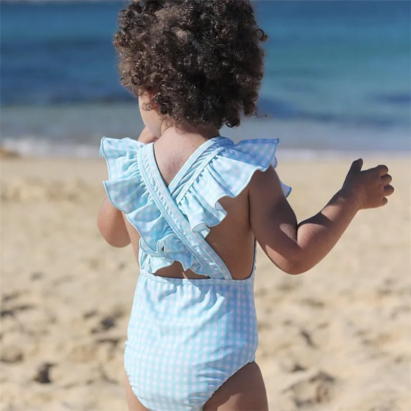 

Hot sale Girls cute swimsuit one piece kids floral printed bathing suit girls baby bowknot swimwear