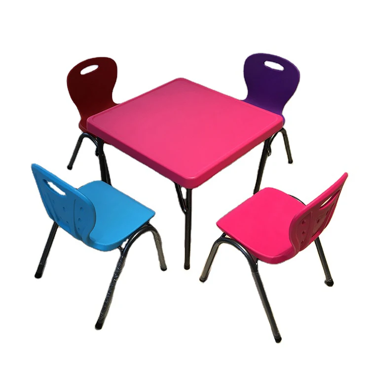 
Hot Sale Indoor Outdoor Study Portable Waterproof Collapsible Safety Kindergarten Plastic Kids Table And Chairs Set 