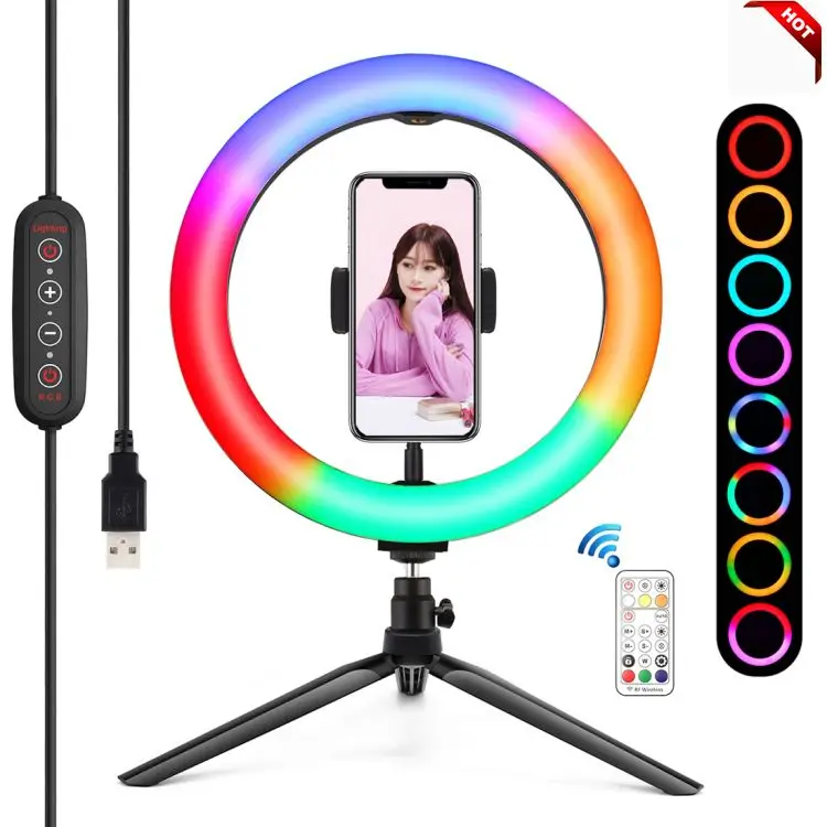 

PULUZ 10 inch makeup Marquee LED RGBWW Light with Desktop Tripod Mount stand rechargeable Vlogging Photography Video Lights