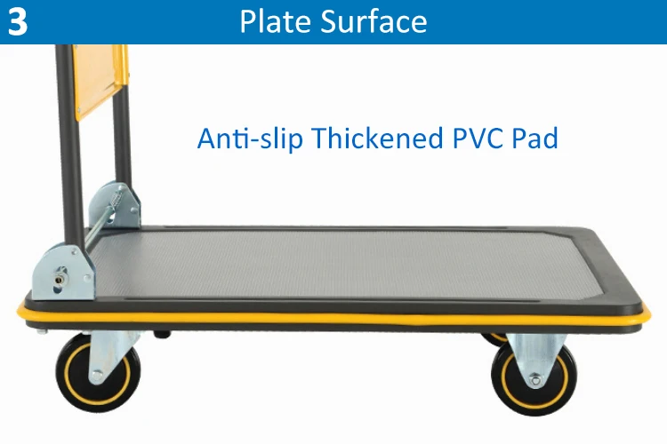 Warehouse 4 Wheel Heavy Duty Hand Pull Push Foldable Platform Truck