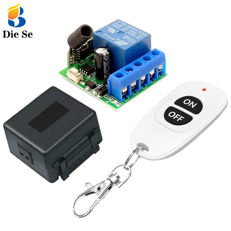 

Remote control switch 12V single channel relay module RF wireless switch receiver equipped with portable remote control